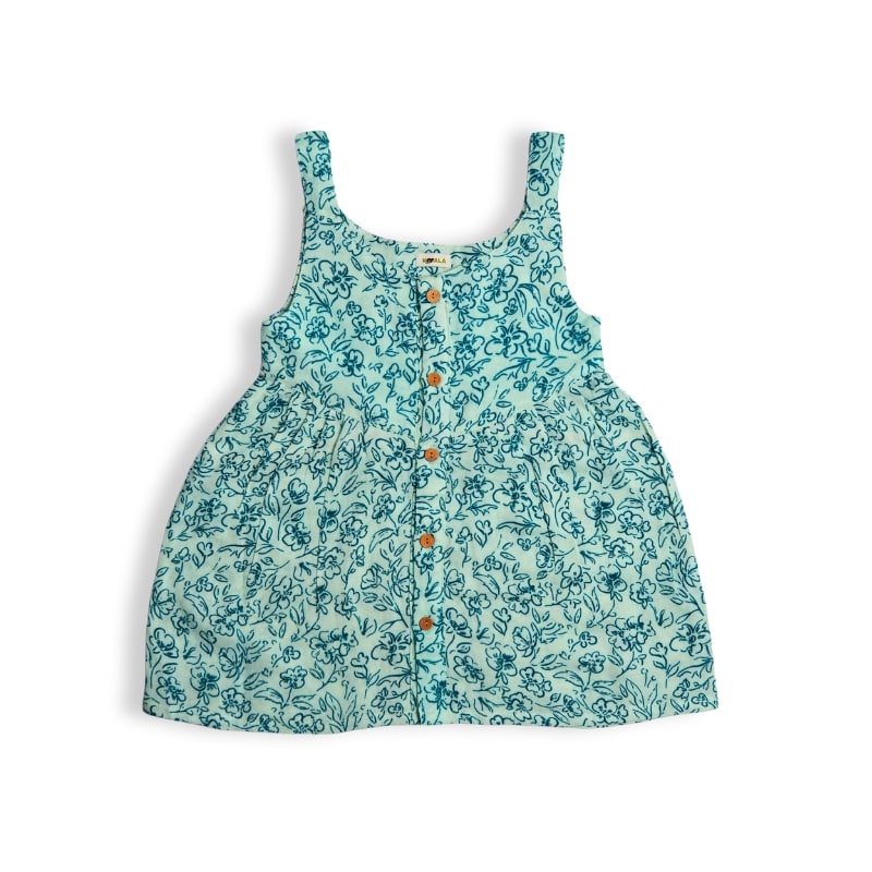 Koala Teal Bloom Button Dress