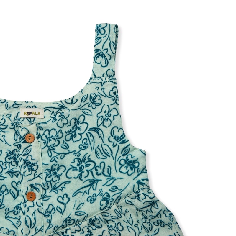 Koala Teal Bloom Button Dress