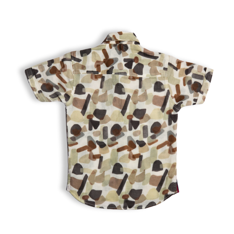 Koala Boys Camouflage Print Half Sleeve Mulmul Shirt