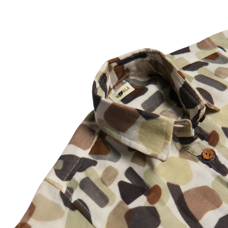 Koala Boys Camouflage Print Half Sleeve Mulmul Shirt