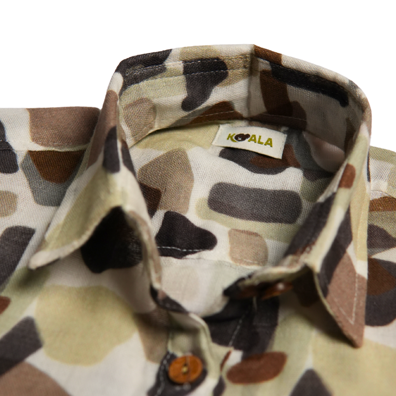 Koala Boys Camouflage Print Half Sleeve Mulmul Shirt