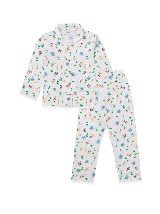 Koala Kidz Muslin Cotton Nightsuit – Jungle Safari Print