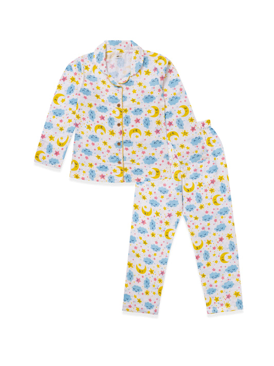 Koala kidz Muslin Cotton Nightsuit - Dreamy Skies
