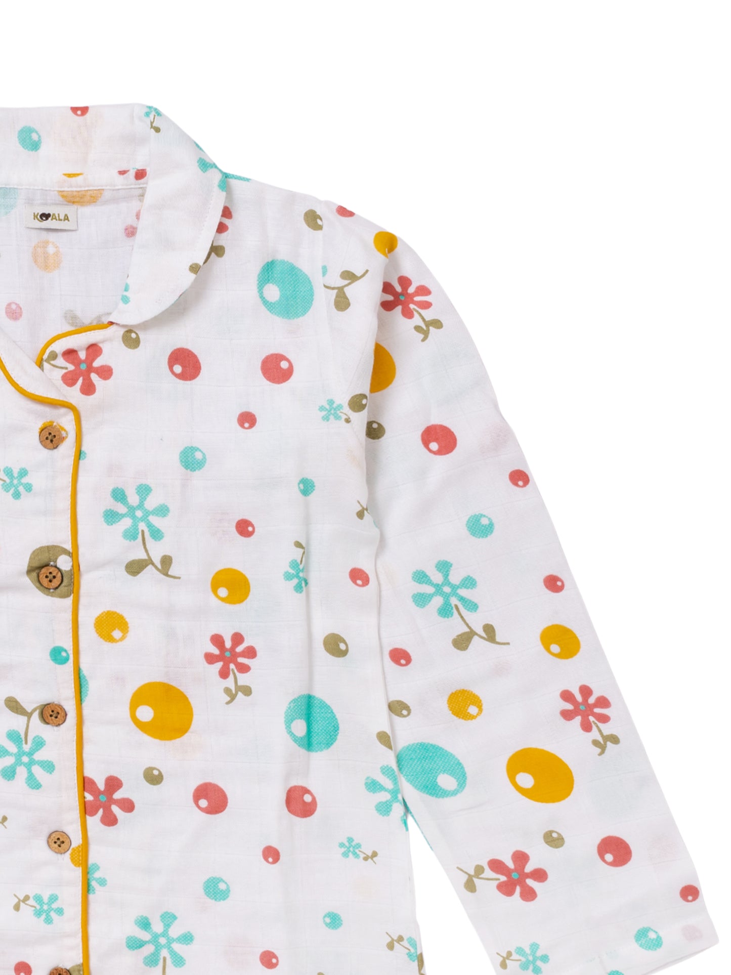 Koala Kidz Muslin Cotton Nightsuit - Playful Dots