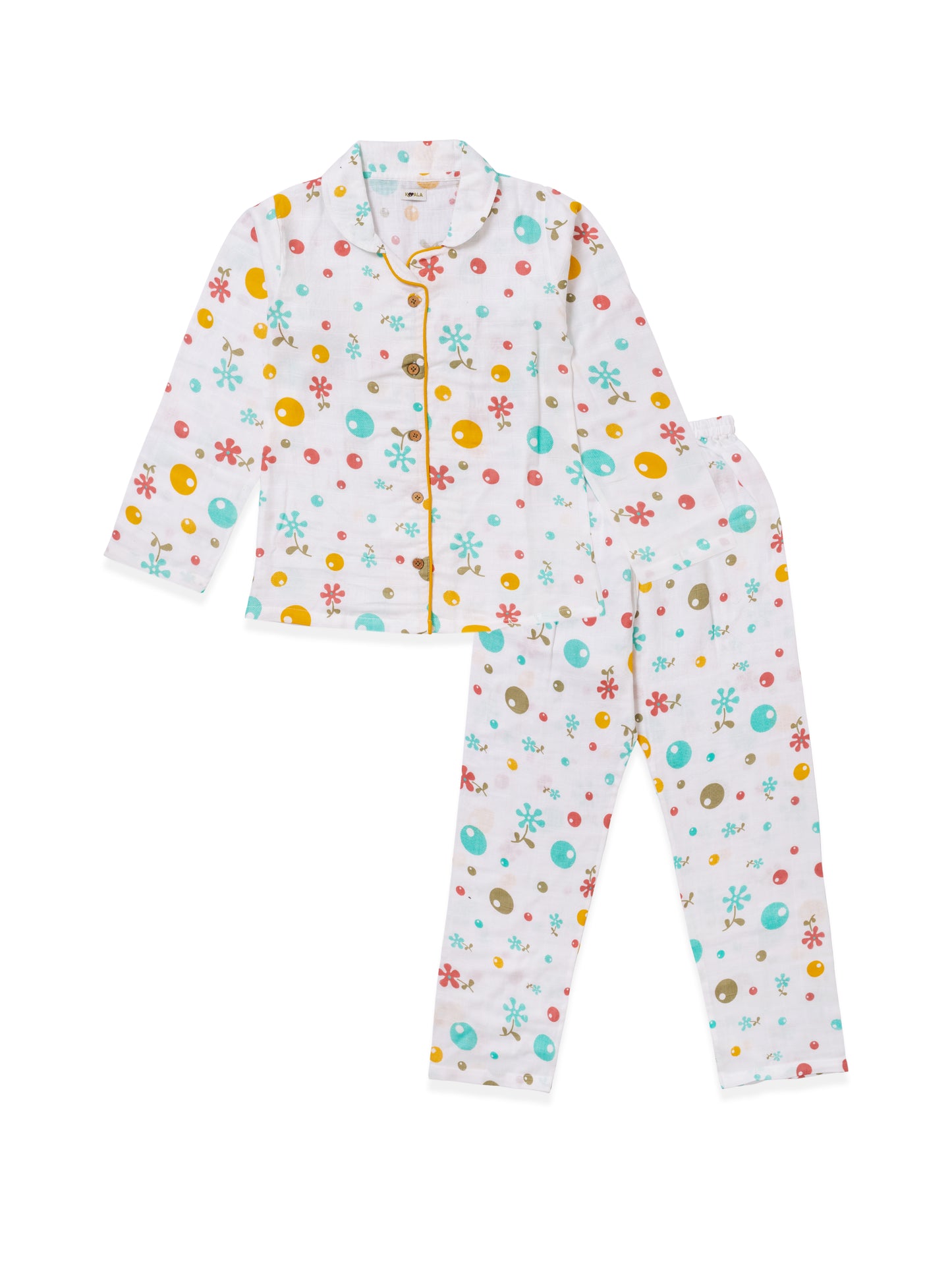 Koala Kidz Muslin Cotton Nightsuit - Playful Dots
