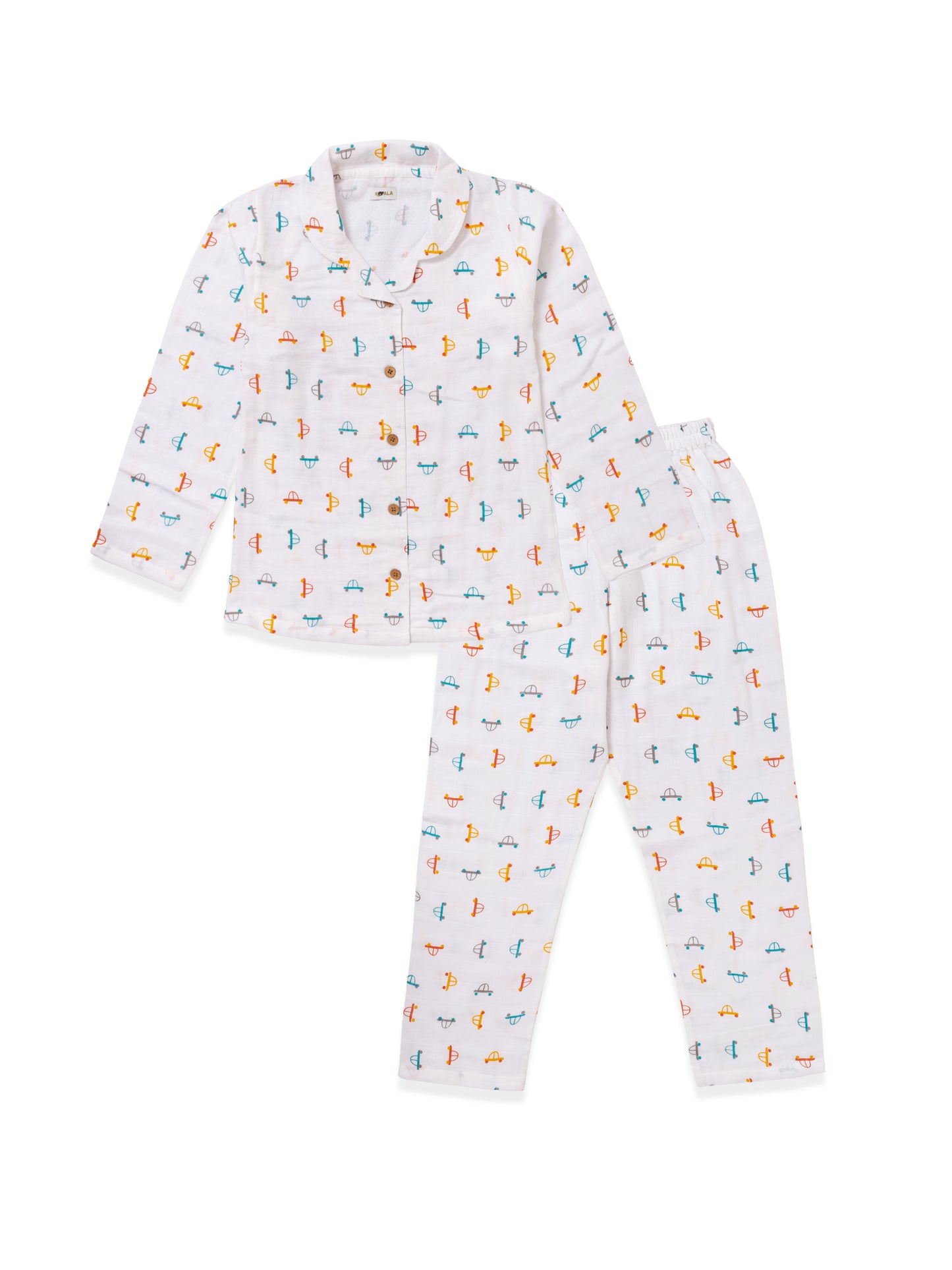 Koala Kidz Muslin Cotton Nightsuit - Hot Wheels