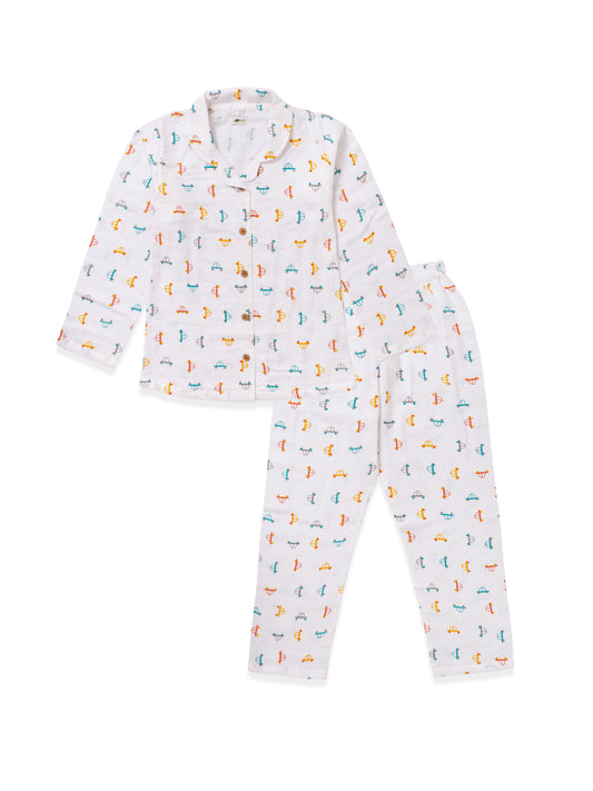 Koala Kidz Muslin Cotton Nightsuit  - Hot Wheels