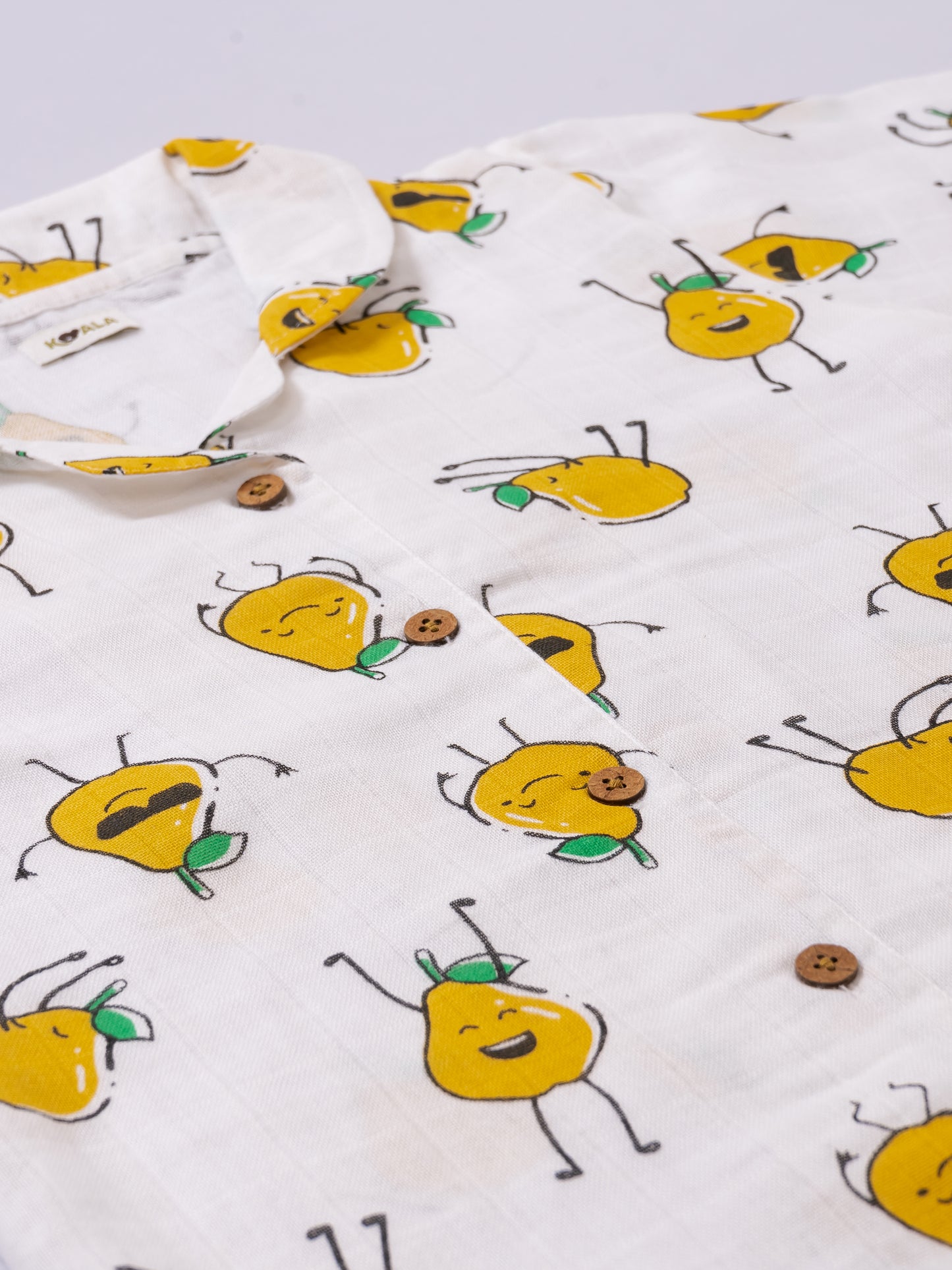 Koala Kidz Muslin Cotton Nightsuit – Cheerful Pear Print