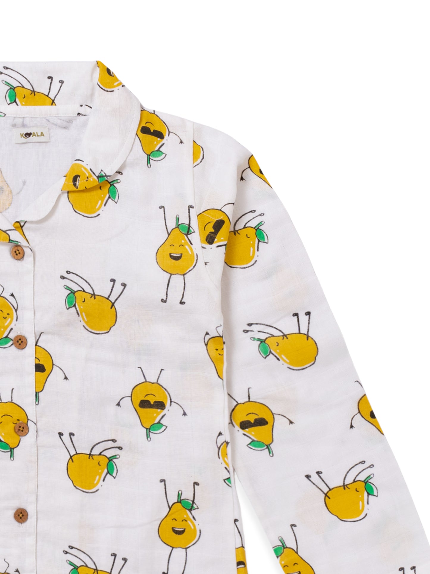 Koala Kidz Muslin Cotton Nightsuit – Cheerful Pear Print