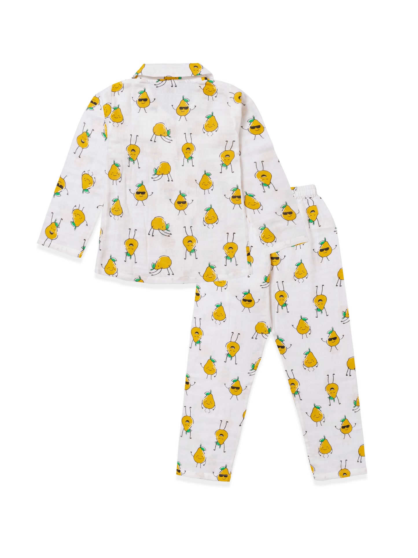 Koala Kidz Muslin Cotton Nightsuit – Cheerful Pear Print