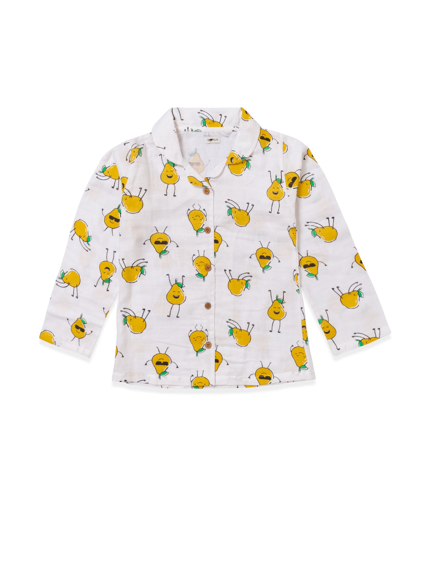 Koala Kidz Muslin Cotton Nightsuit – Cheerful Pear Print