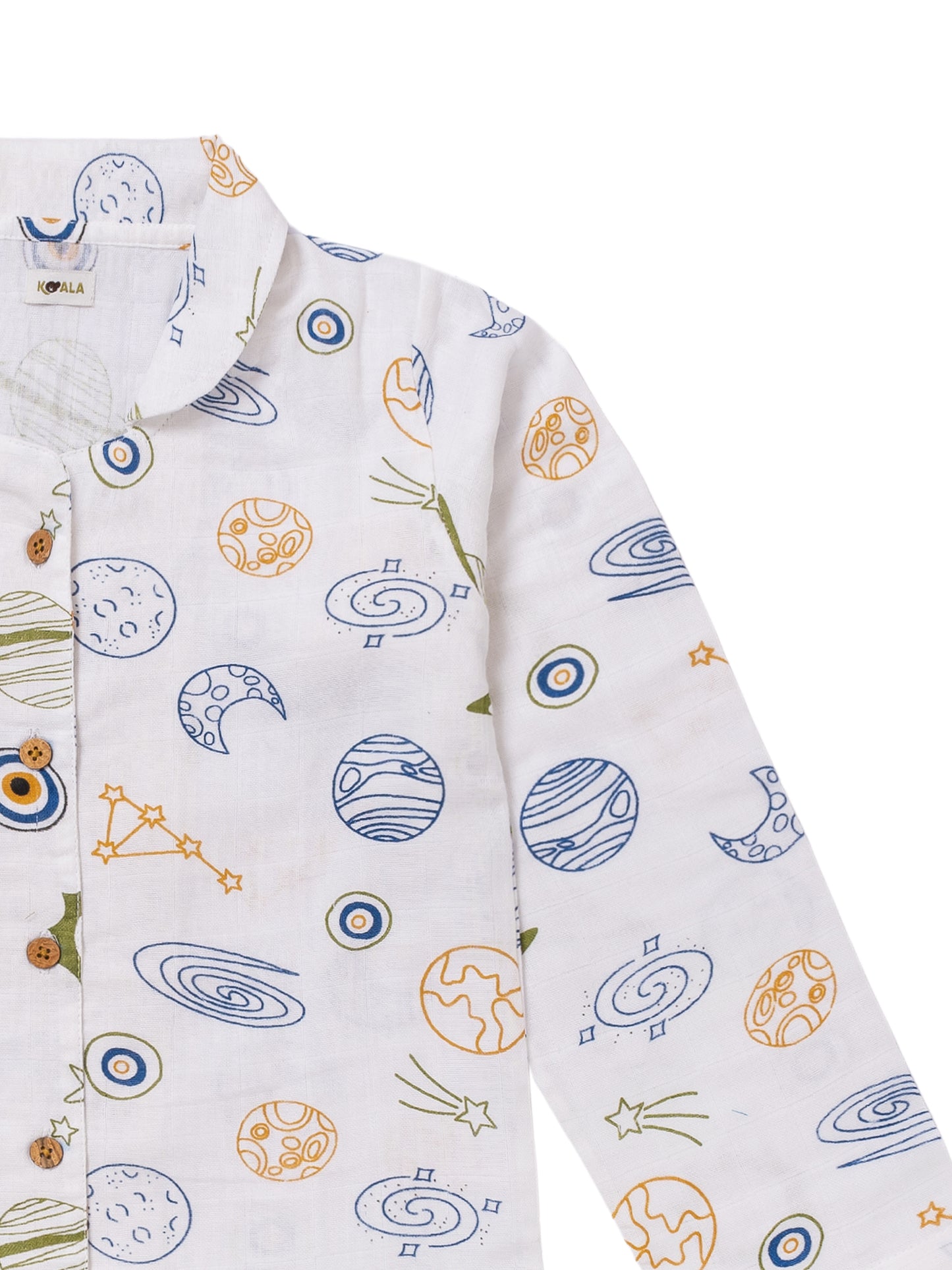 Koala Kidz Muslin Cotton Nightsuit – Galaxy Adventure Print