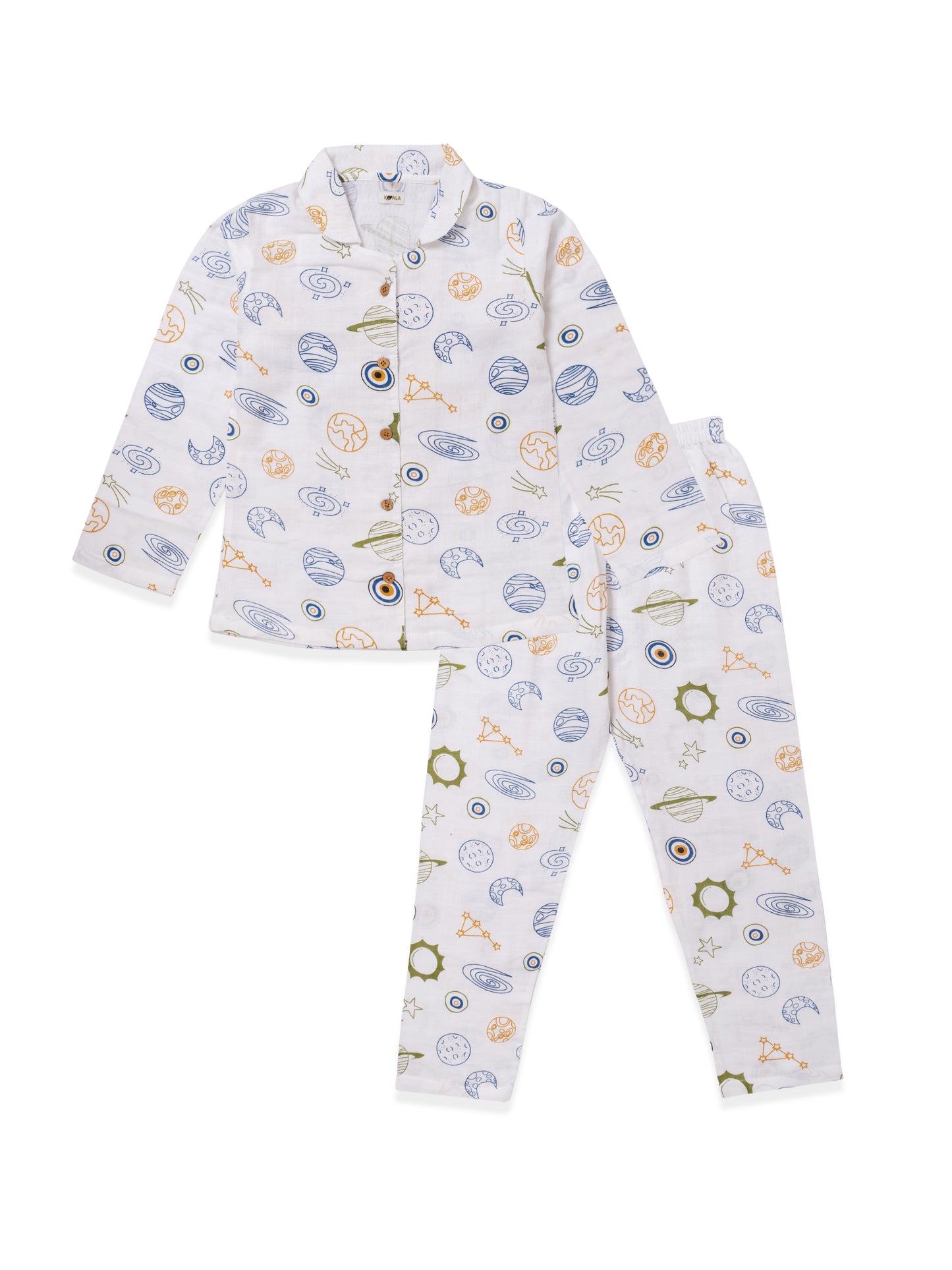 Koala Kidz Muslin Cotton Nightsuit – Galaxy Adventure Print