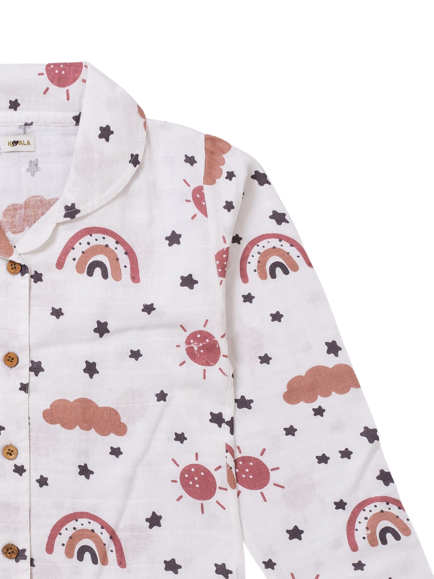 Koala Kidz Muslin Cotton Nightsuit – Rainbow Dreams Print