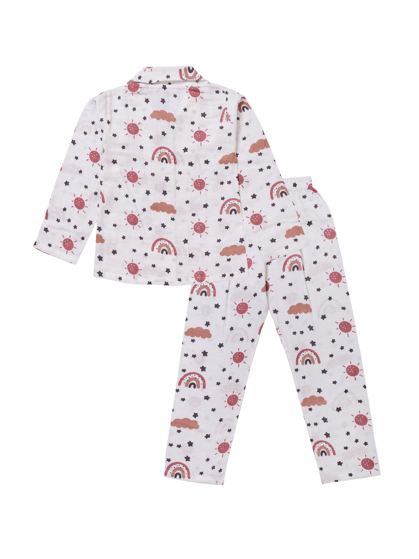 Koala Kidz Muslin Cotton Nightsuit – Rainbow Dreams Print