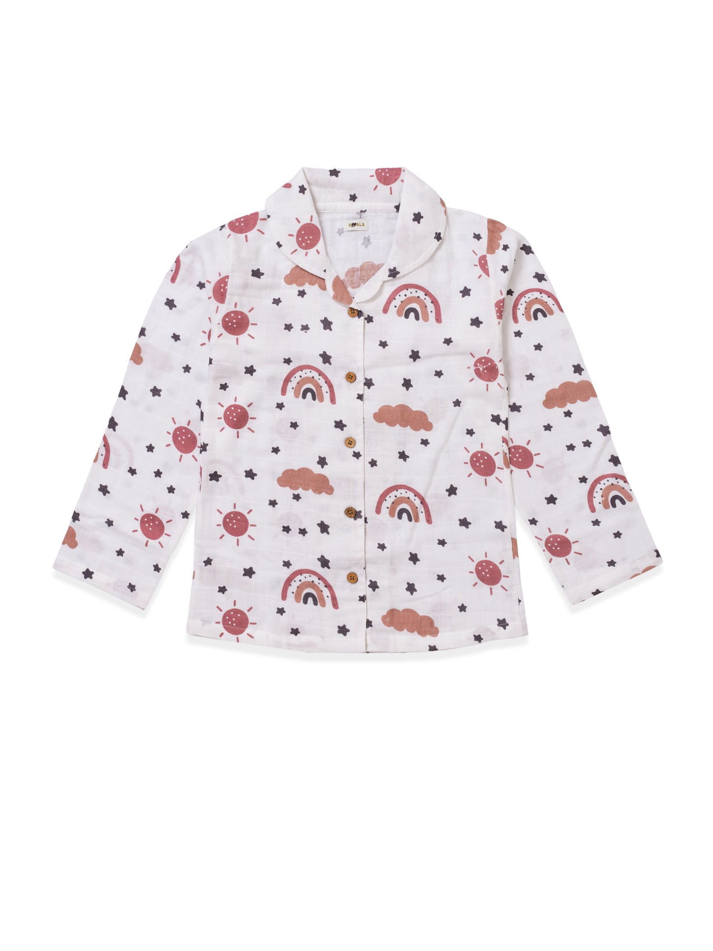 Koala Kidz Muslin Cotton Nightsuit – Rainbow Dreams Print