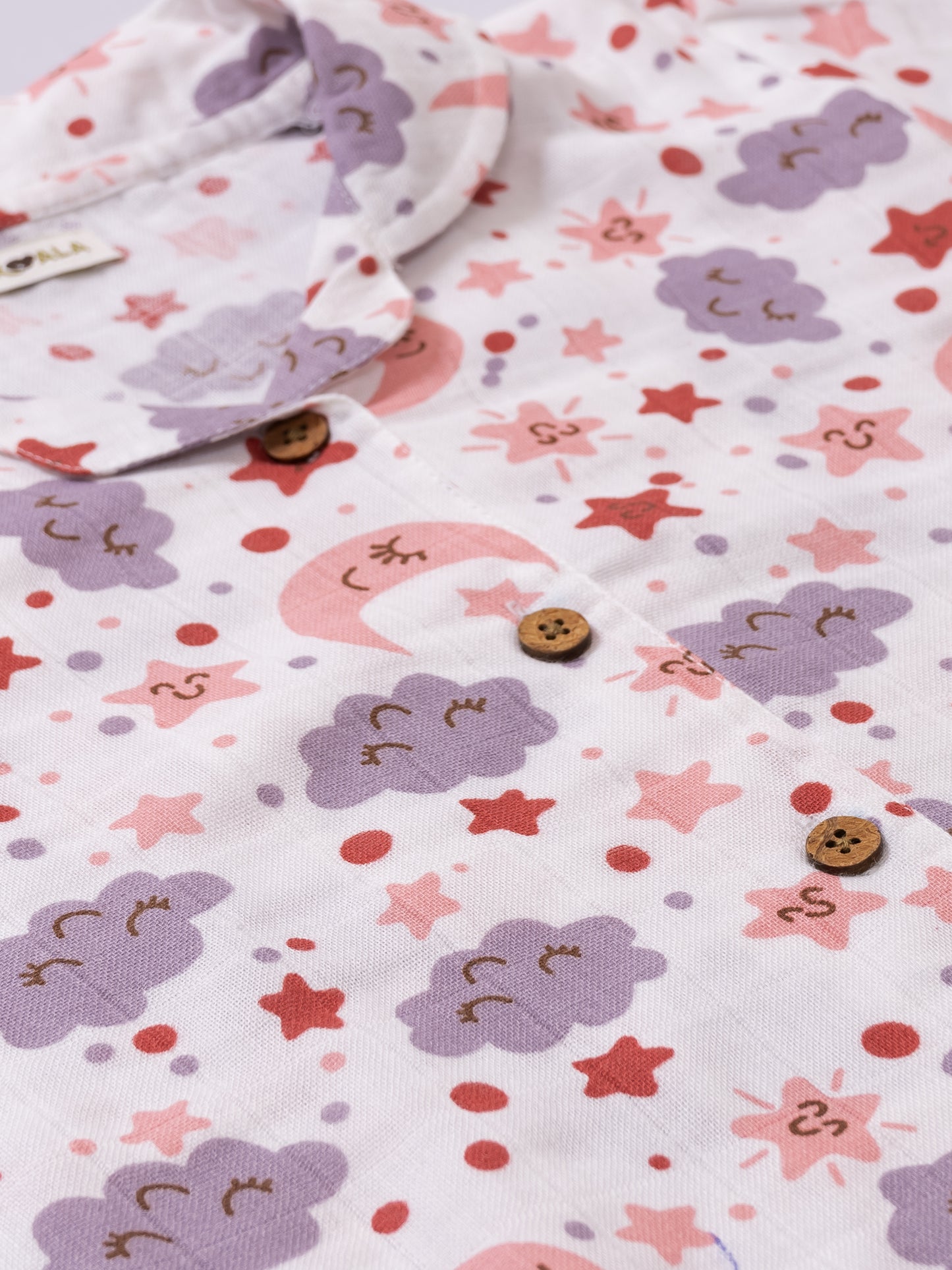 Koala Kidz Muslin Cotton Nightsuit – Moon & Stars Print