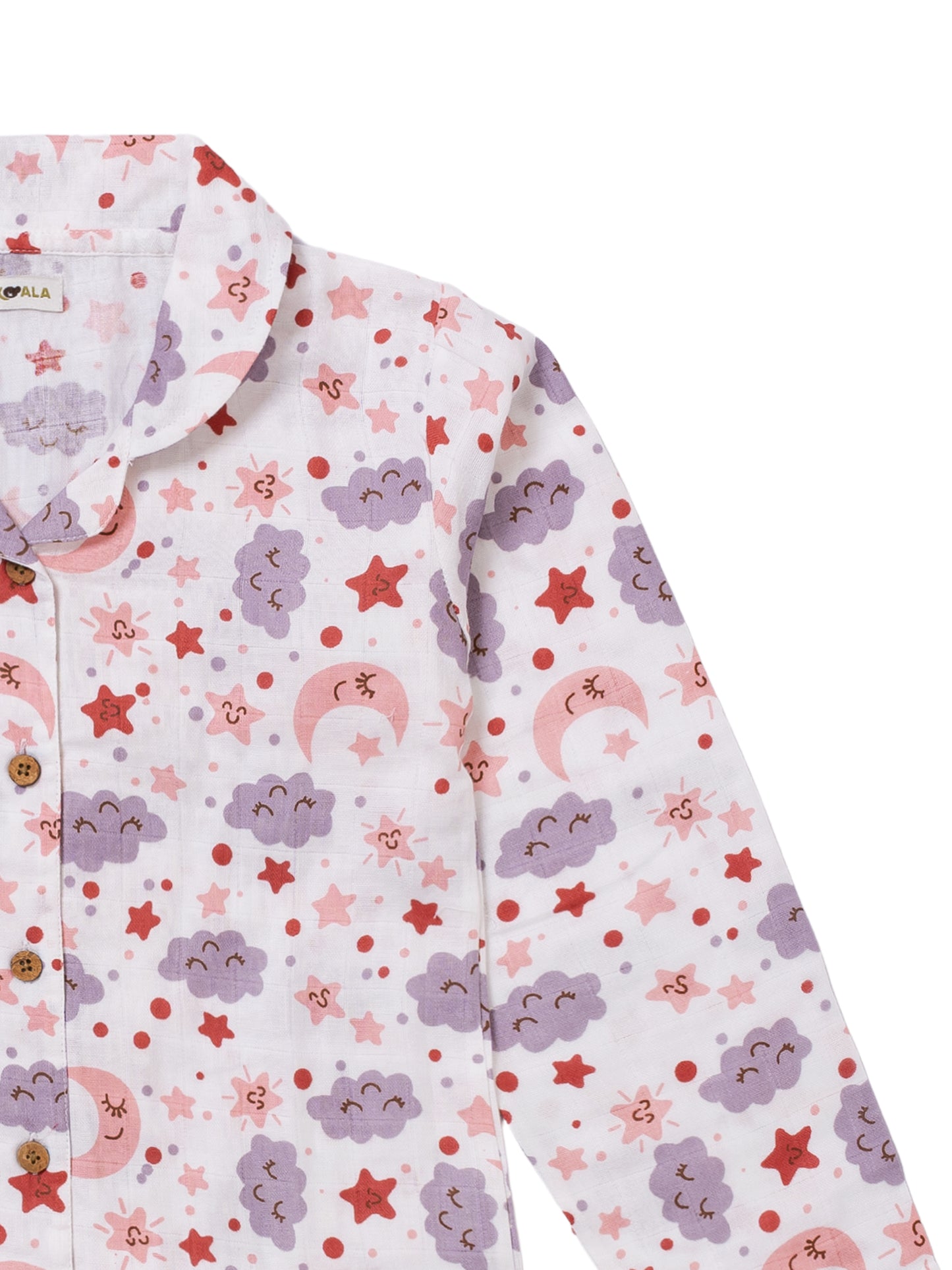 Koala Kidz Muslin Cotton Nightsuit – Moon & Stars Print