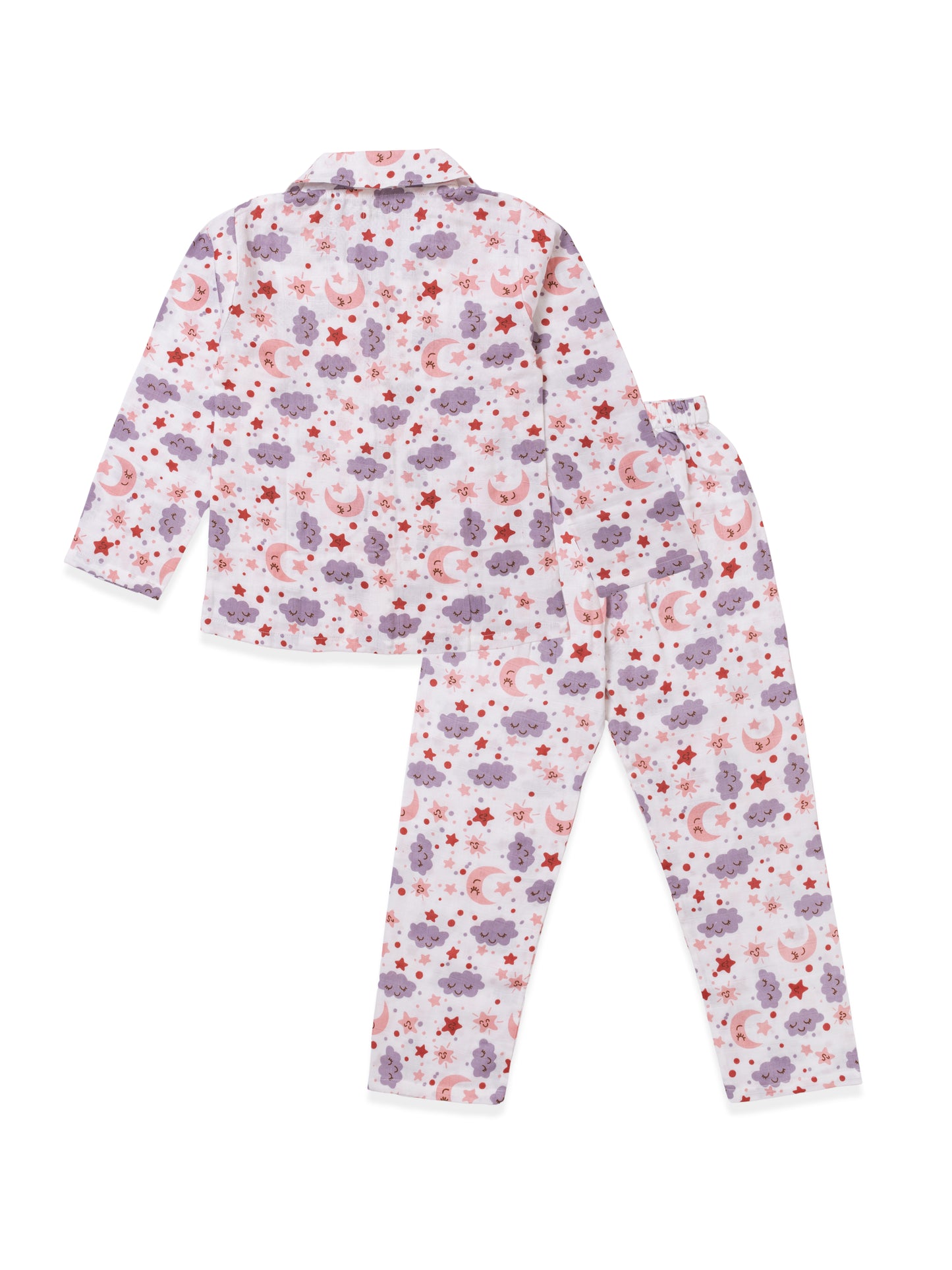 Koala Kidz Muslin Cotton Nightsuit – Moon & Stars Print