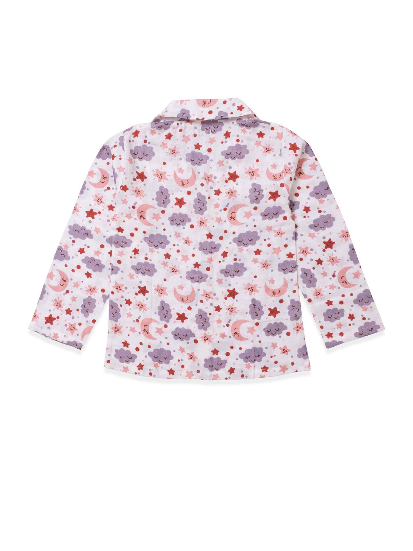 Koala Kidz Muslin Cotton Nightsuit – Moon & Stars Print