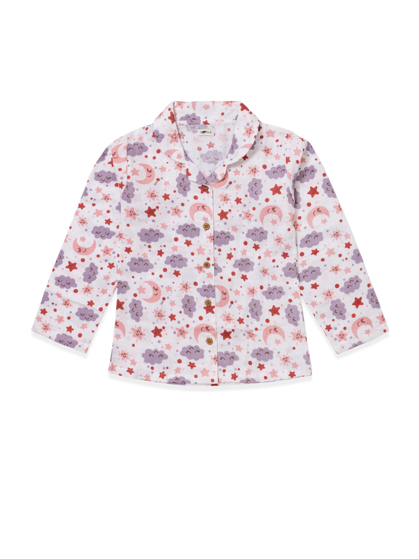 Koala Kidz Muslin Cotton Nightsuit – Moon & Stars Print