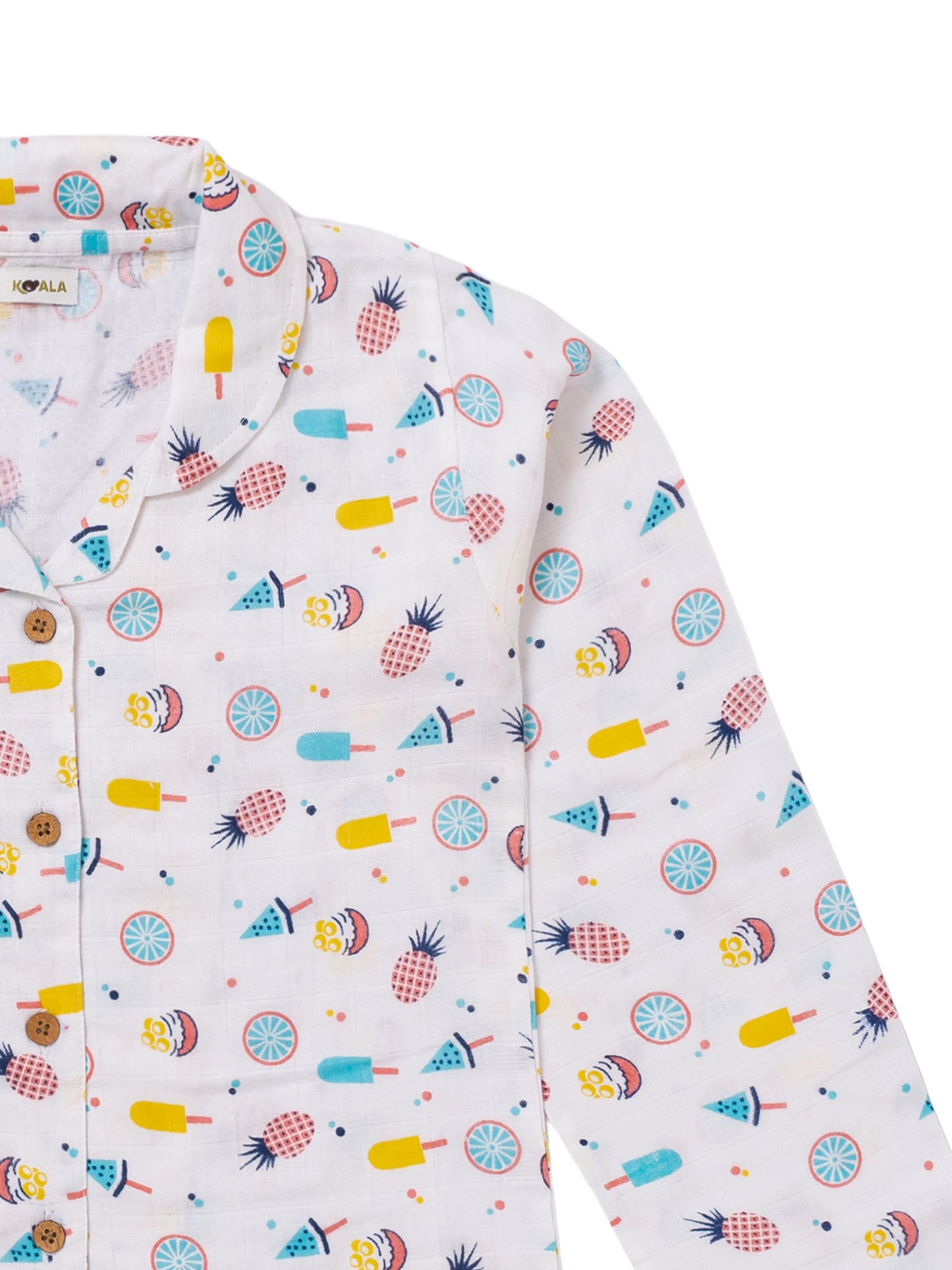 Koala Kidz Muslin Cotton Nightsuit – Ice Cream & Lollipop Print