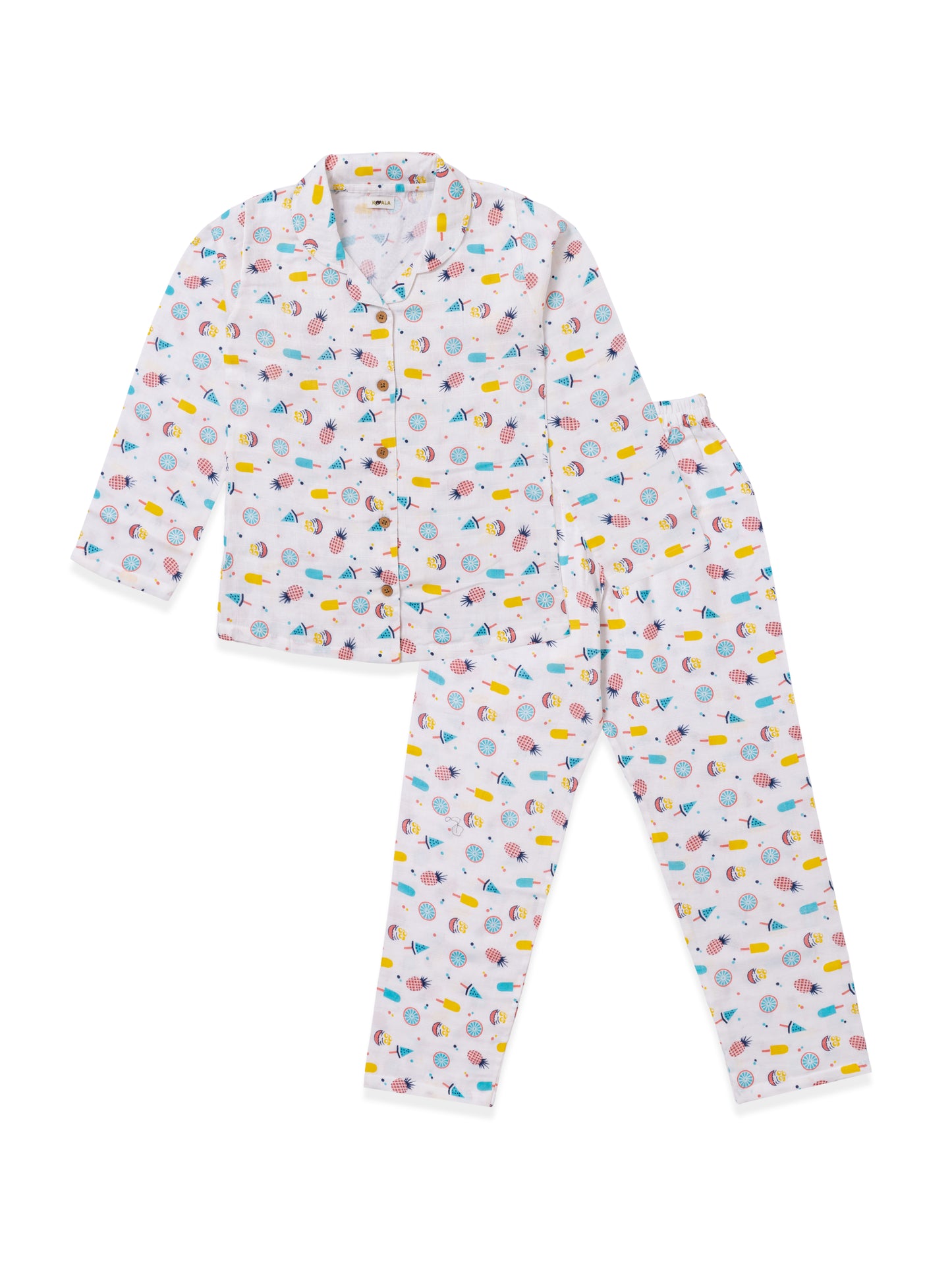 Koala Kidz Muslin Cotton Nightsuit – Ice Cream & Lollipop Print