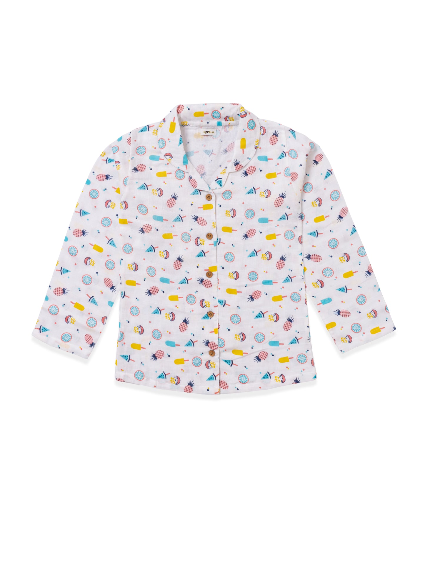 Koala Kidz Muslin Cotton Nightsuit – Ice Cream & Lollipop Print