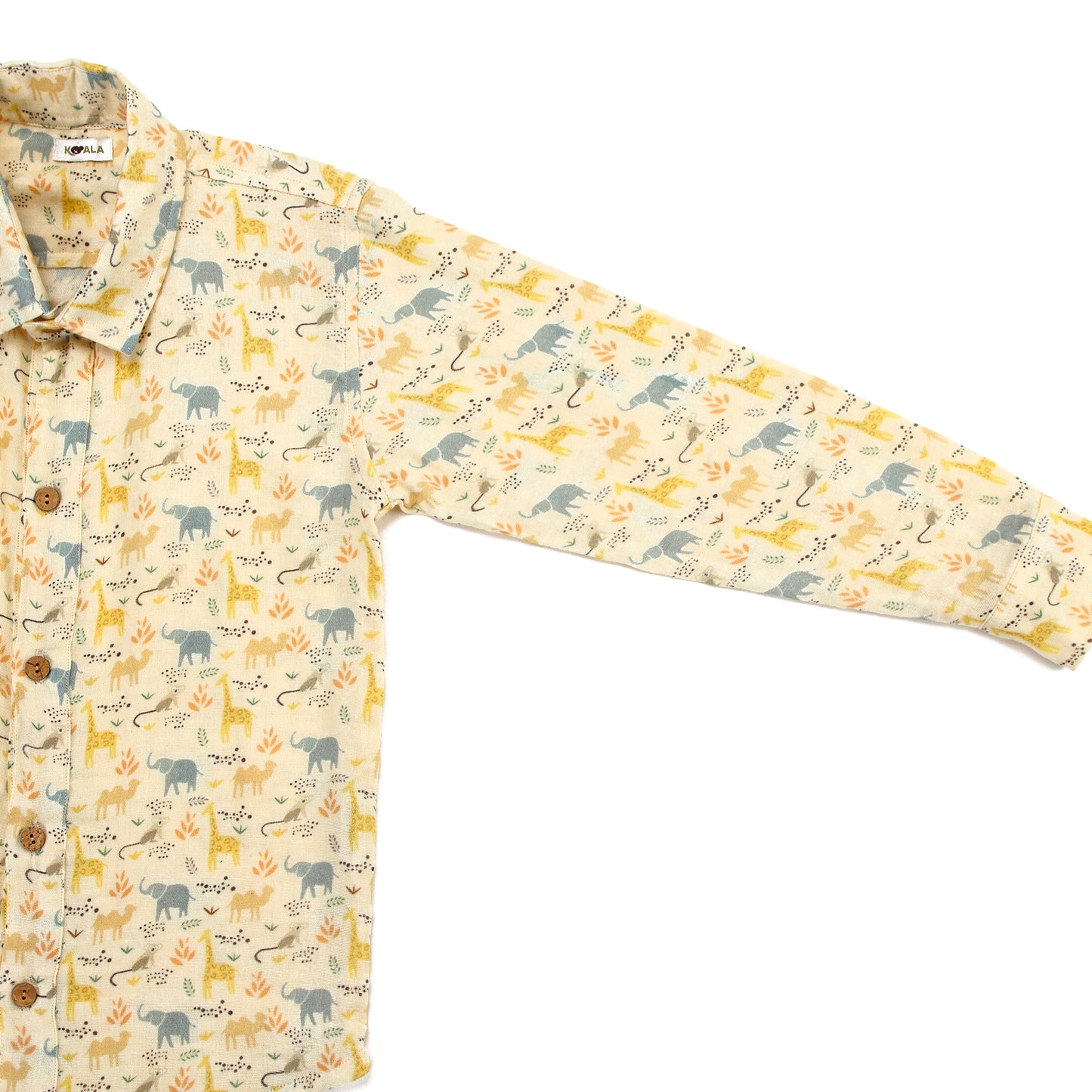 Koala Boys Animal Print Full Sleeve Organic Cotton Shirt with Navy Pants