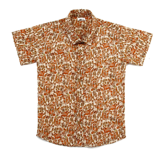 Koala Boys Abstract Jungle Print Half Sleeve Mulmul Shirt