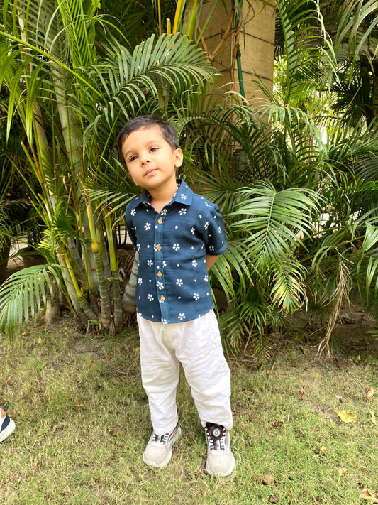 Koala boys Navy Blossom Organic Cotton Set