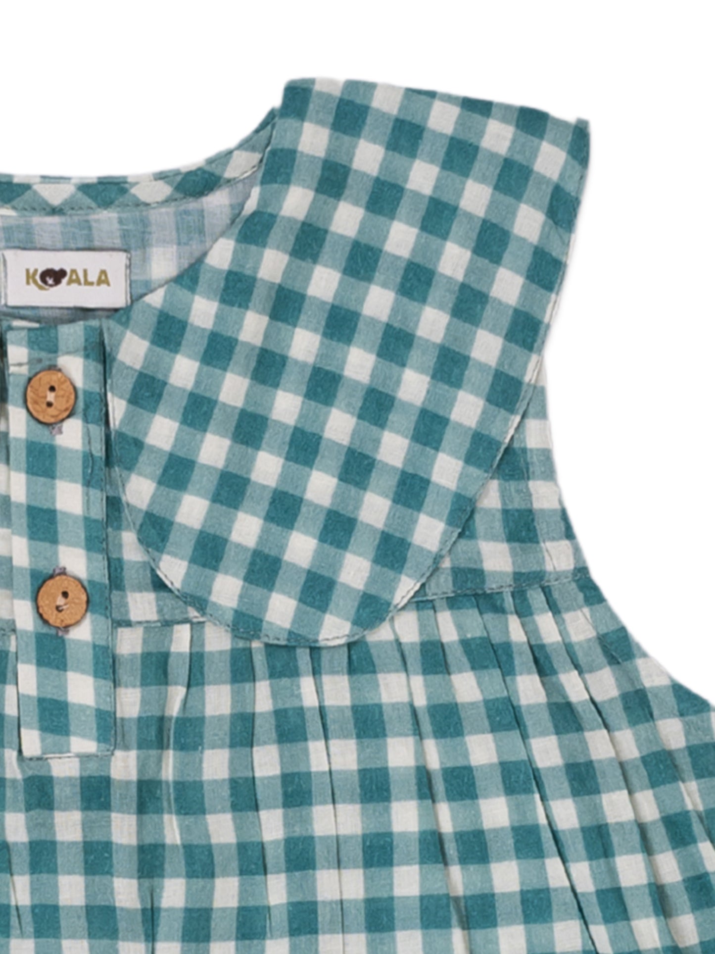 Koala Green Gingham Muslin Cord Set