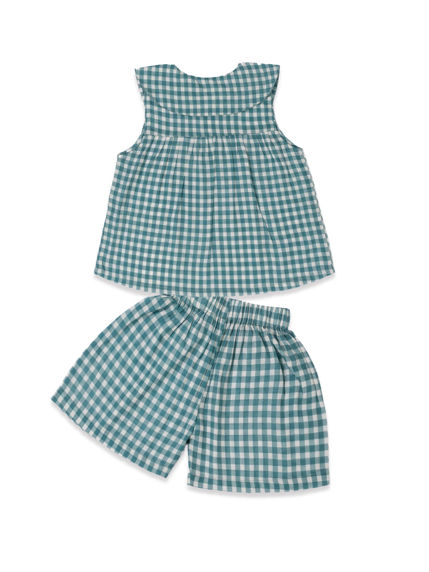 Koala Green Gingham Muslin Cord Set