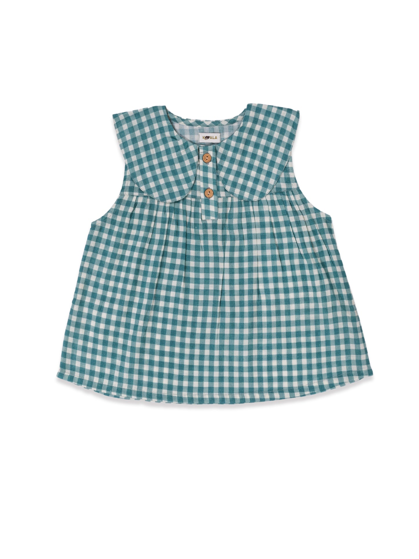 Koala Green Gingham Muslin Cord Set