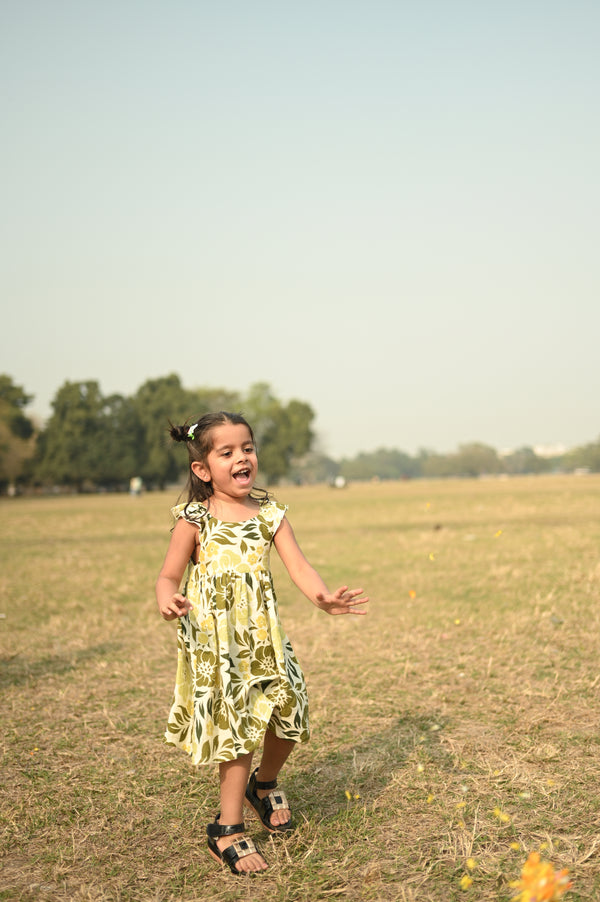 Koala Olive Blossom Ruffled Dress