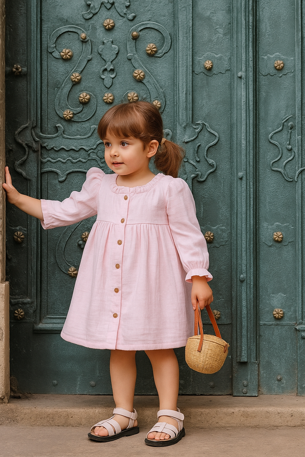 Koala Babypink Ruffle Front-Open Dress