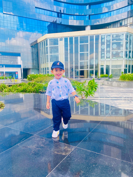 Koala Boys Half sleeves Sea Shell shirt with Navy pants