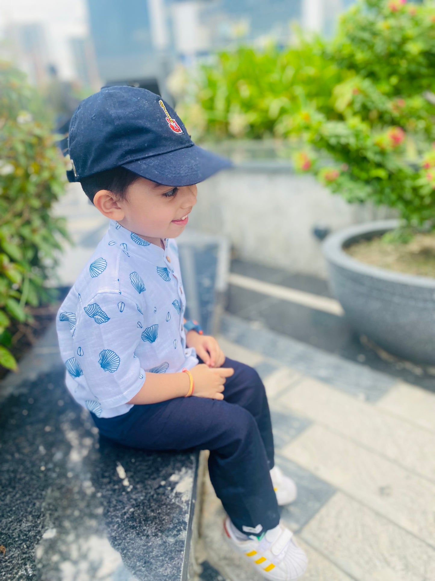 Koala Boys Half sleeves Sea Shell shirt with Navy pants