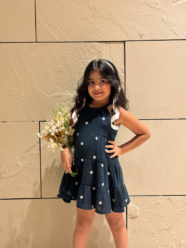 Koala Navy Blue Three Tier Twirl Dress