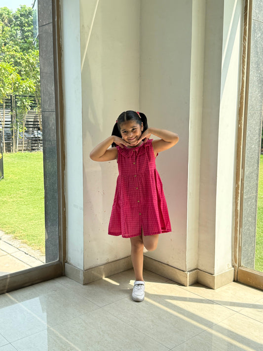 Koala Cherry Check Ruffle Dress
