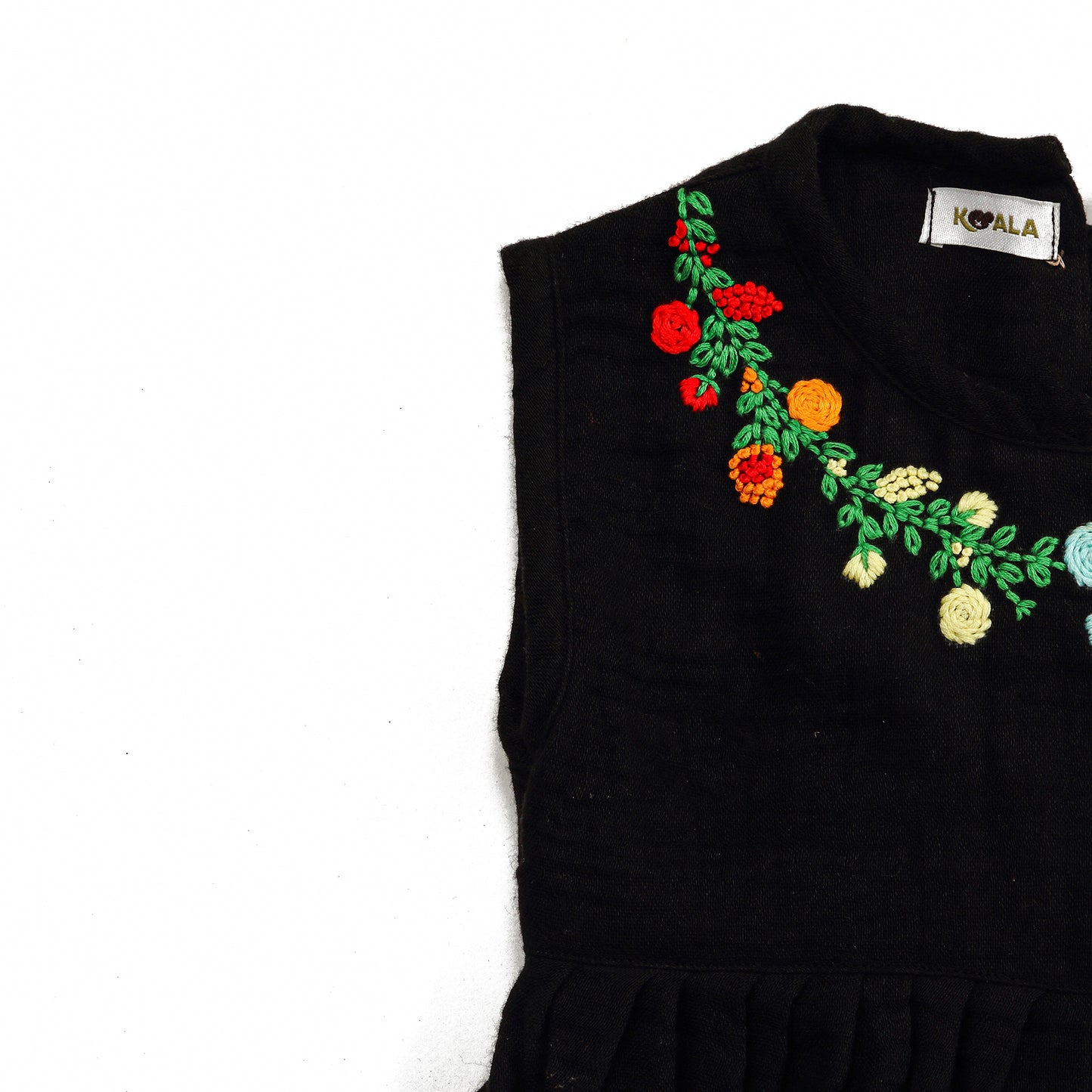 Koala Black Fit and Flare Dress with Embrodiery Work